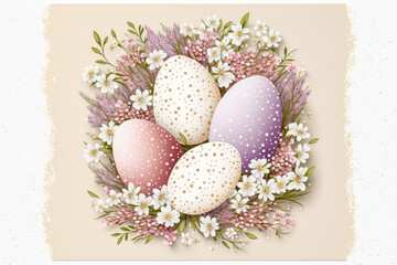 Happy Easter greeting card design template with copy space.
