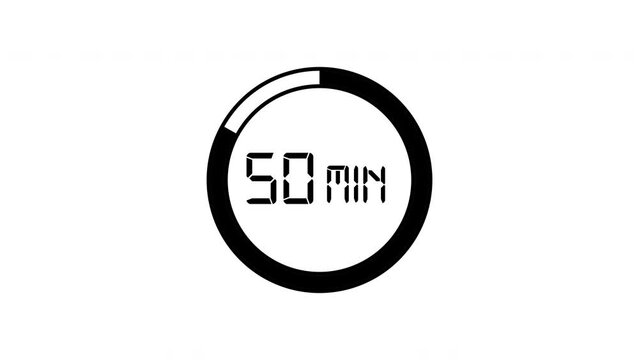 50 minutes, digital coundown timer. motion animation.