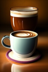 tasses de café en céramique et verre avec de la crème 