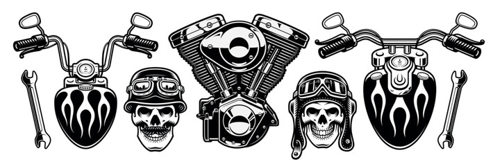 Vintage motorcycle vector grapchic set on a white background