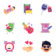 Set of Father Love Flat Stickers

