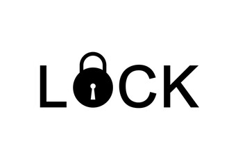 Lock calligraphy with Lock icon vector illustration