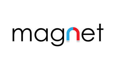 Magnet calligraphy with bar magnet vector illustration