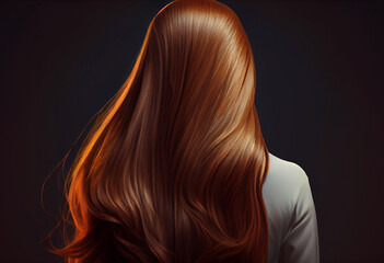Fototapeta premium Perfekte, gesunde und glänzende Haare im Fokus eines Portraits. Perfekt für Friseur- Haarfarbe- und Shampoo- werbung. -Generative Ai