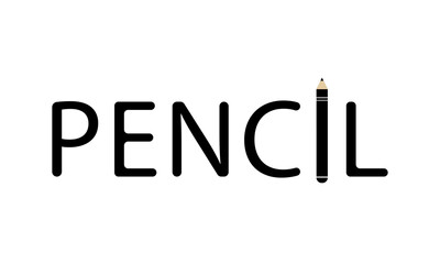 Pencil calligraphy with pencil icon vector illustration