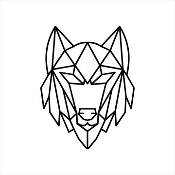 Polygonal geometric line art wolf head