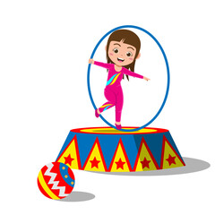 Cute kid on circus show, Background in separate layers for easy editing