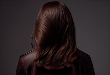 
Perfekte, gesunde und gl&auml;nzende braune Haare im Fokus eines Portraits. Perfekt f&uuml;r Friseur- Haarfarbe- und Shampoo- werbung. -Generative Ai