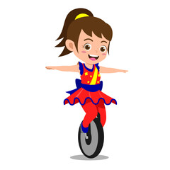 Cute kid on circus show, Background in separate layers for easy editing