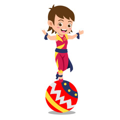 Cute kid on circus show, Background in separate layers for easy editing
