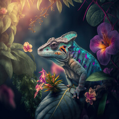 Beautiful Chameleon Close Up, Generative AI