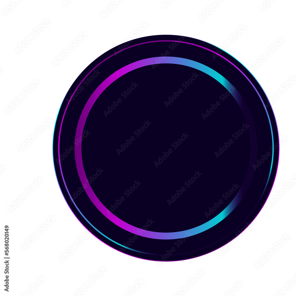 Aufkleber black round button with neon light border