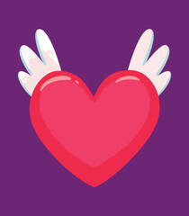 Heart with wings cute valentines day vector illustration clipart