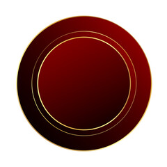 red round button with golden outline