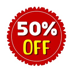 50% off discount promotional tag Sticker for business, sales, and discounts 