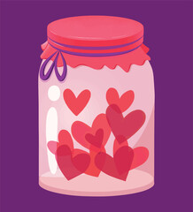 Jar with small hearts valentines day vector illustration clipart