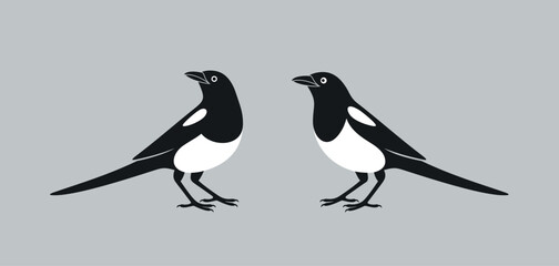 Magpie logo. Isolated magpie on white background