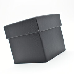 black paper box on white background, packaging industry