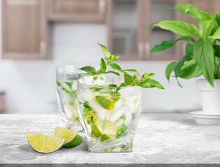 Fresh clean cold water with lime