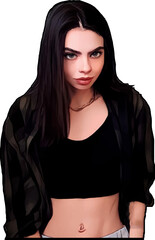 Naklejka premium portrait of a women. Cartoon style. Trace
