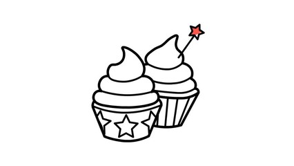 usa icecream background and 2d animation, ice cream isolated on white