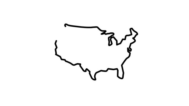 Usa map sketch background and 2d animation, map