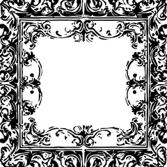 An transparent baroque style frame border design element. Shapes were vectorized from an ai generation.  