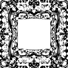 An transparent baroque style frame border design element. Shapes were vectorized from an ai generation.  