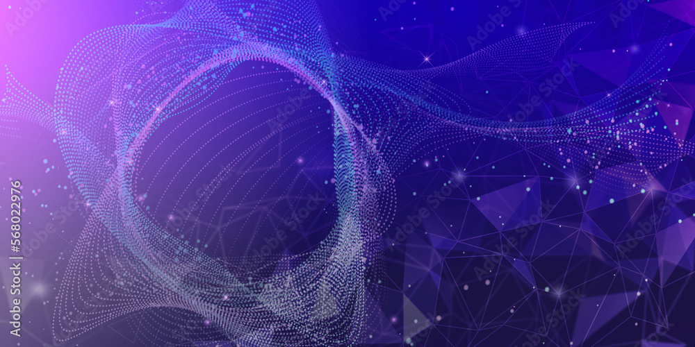 Aufkleber abstract particle technology background. abstract wave shape on a low-polygonal triangular backgroun