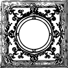 An transparent baroque style frame border design element. Shapes were vectorized from an ai generation.  