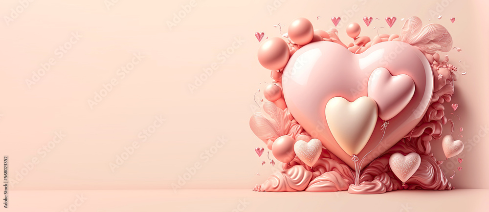 Wall mural 	
Sweet love heart balloon, valentine day , mother day or love anniversary background , Ai generative