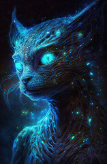 Fabulous alien cat. Generative AI.