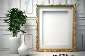Frame mockup close up in empty interior background
