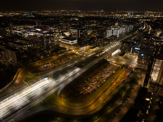 Fototapeta na wymiar A bird's eye view of the bustling Noord Zuid metro station, showcasing its modern design and efficient transportation hub.