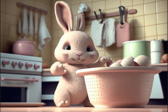 easter bunny, a cute adorable rabbit  in the style of a children-friendly cartoon animation fantasy generative ai Illustration