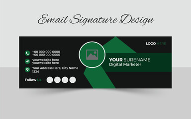 Fototapeta premium Modern and minimalist email signature or email footer template, Corporate Email signature template, personal social media cover, Email signature design, Modern email signature vector templates design.