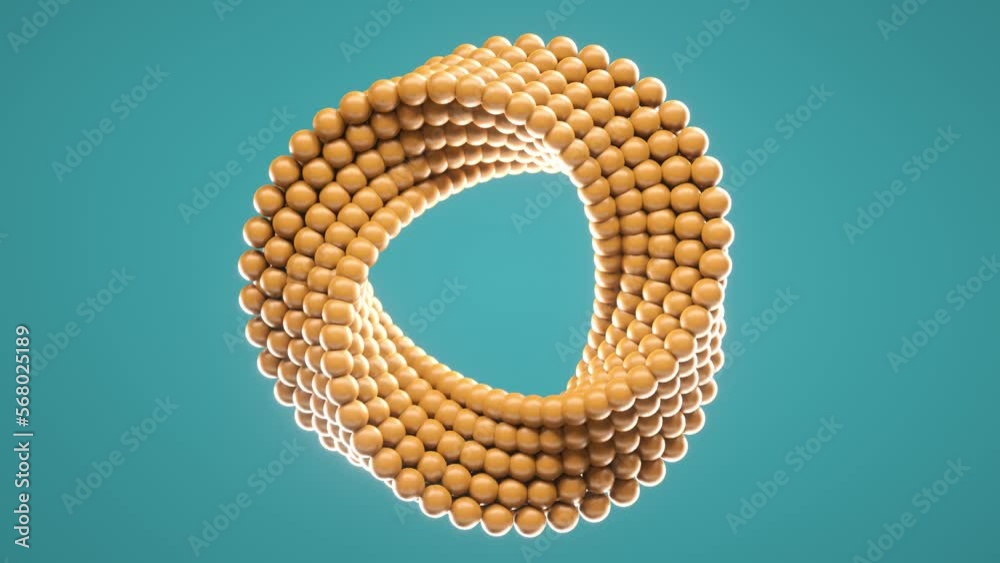 Wall mural 3d loop animation of spinning balls molded into uneven circle