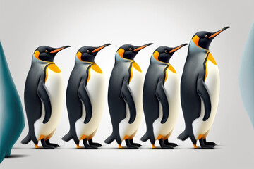 Penguins isolated on white background. Generative AI