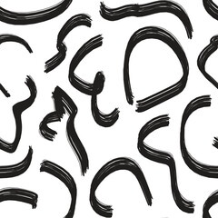 Abstract pattern, geometric leopard  Wavy and swirl brush strokes vector seamless pattern. Bold lines organic ornament. Hand drawn, rough smears with scribbles. Biological grunge squiggles. Ink wrap