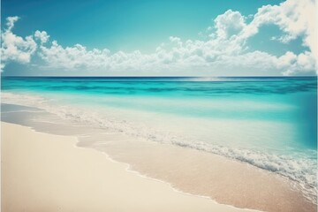 Obraz premium sea beach on a sunny day with crystal clear water small waves and a blue sky generative ai summer background
