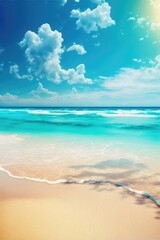 Fototapeta premium sea beach on a sunny day with crystal clear water small waves and a blue sky generative ai summer background