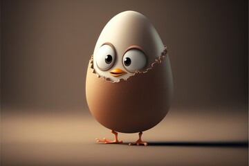 Fototapeta premium a cute adorable egg in the style of children-friendly cartoon animation fantasy style generative ai Illustration 