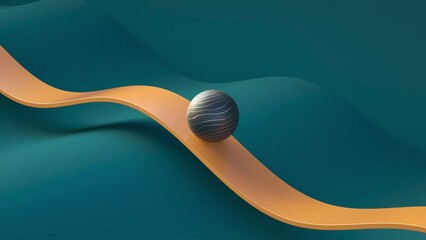 3d render animation of ball sliding, orange and green colors - Powered by Adobe