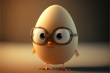 Fototapeta premium a cute adorable egg in the style of children-friendly cartoon animation fantasy style generative ai Illustration 