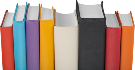 Books different colours in perspective