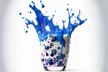 blueberry milkshake. Vanilla milkshake. Cold drink concept. Generative AI