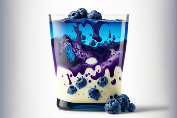 blueberry milkshake. Vanilla milkshake. Cold drink concept. Generative AI