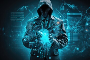 Business in internet. Cyber security concept. Generative AI illustration.