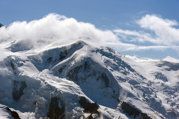 Fototapeta na wymiar Summits of Alps, view from Aiguille de midi, France.