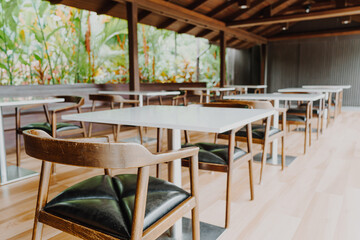 empty table and chair in restaurant